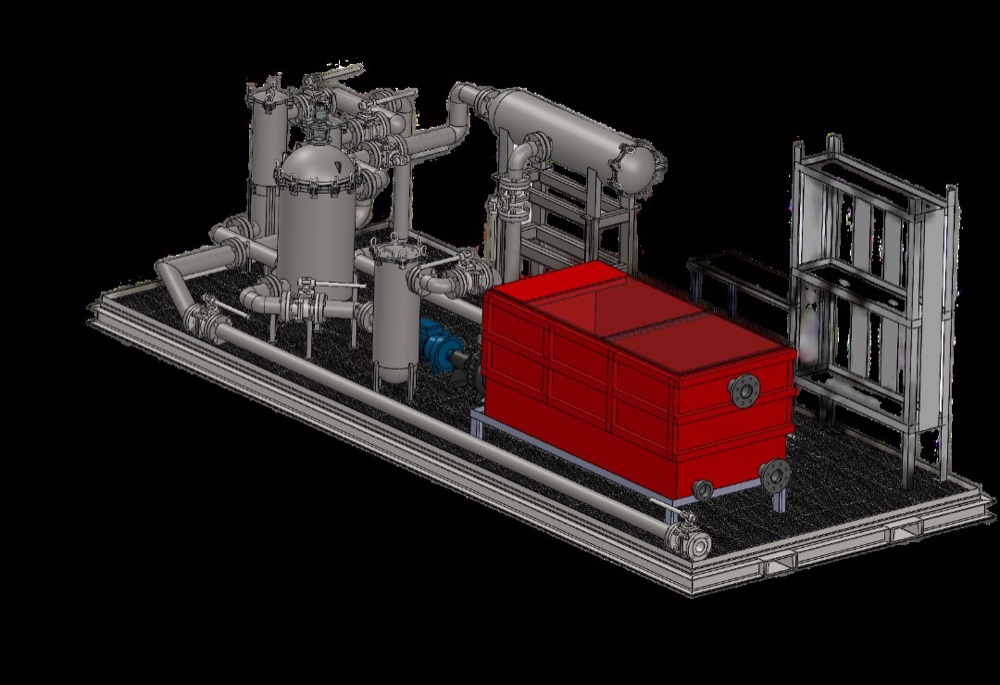 CWFS filtration skid, 3D render