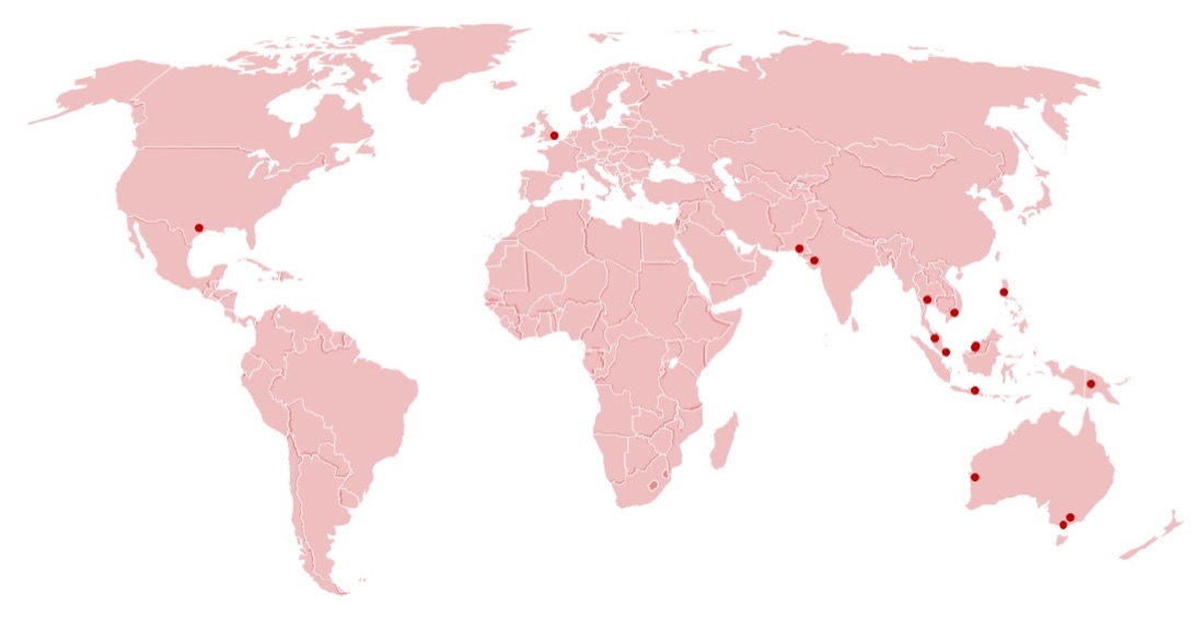 Map of countries where THIS has completed projects