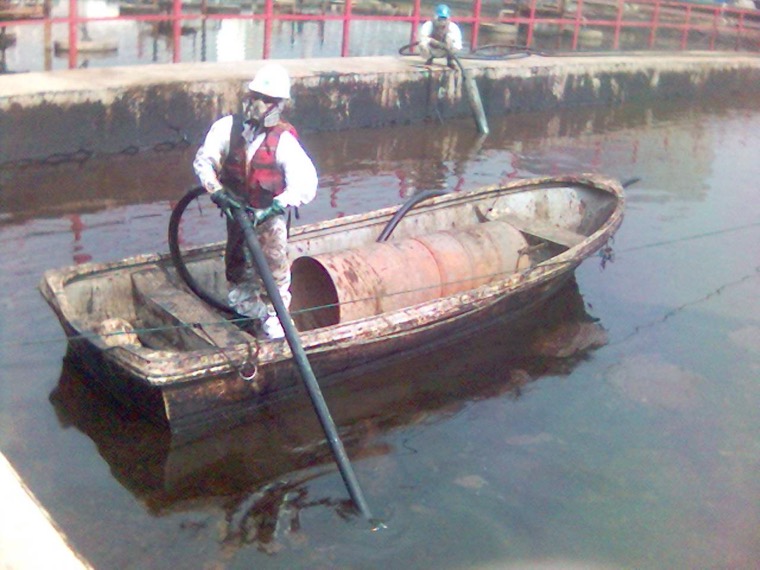 Remediation work on a contaminated pond